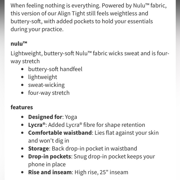 Lululemon Align High Rise Pant with Pockets - Picture 4 of 8